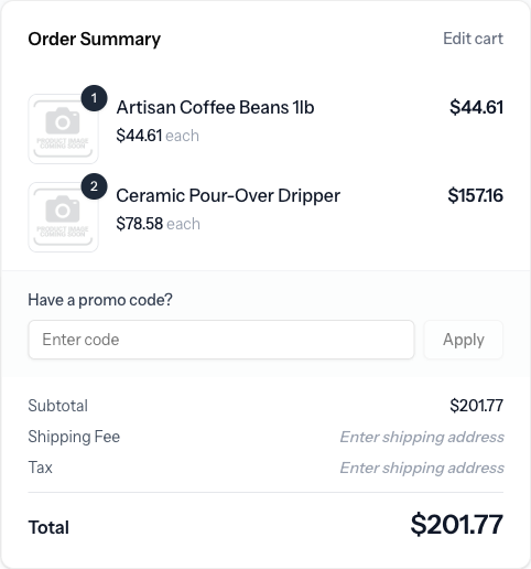 Checkout with empty promo code input