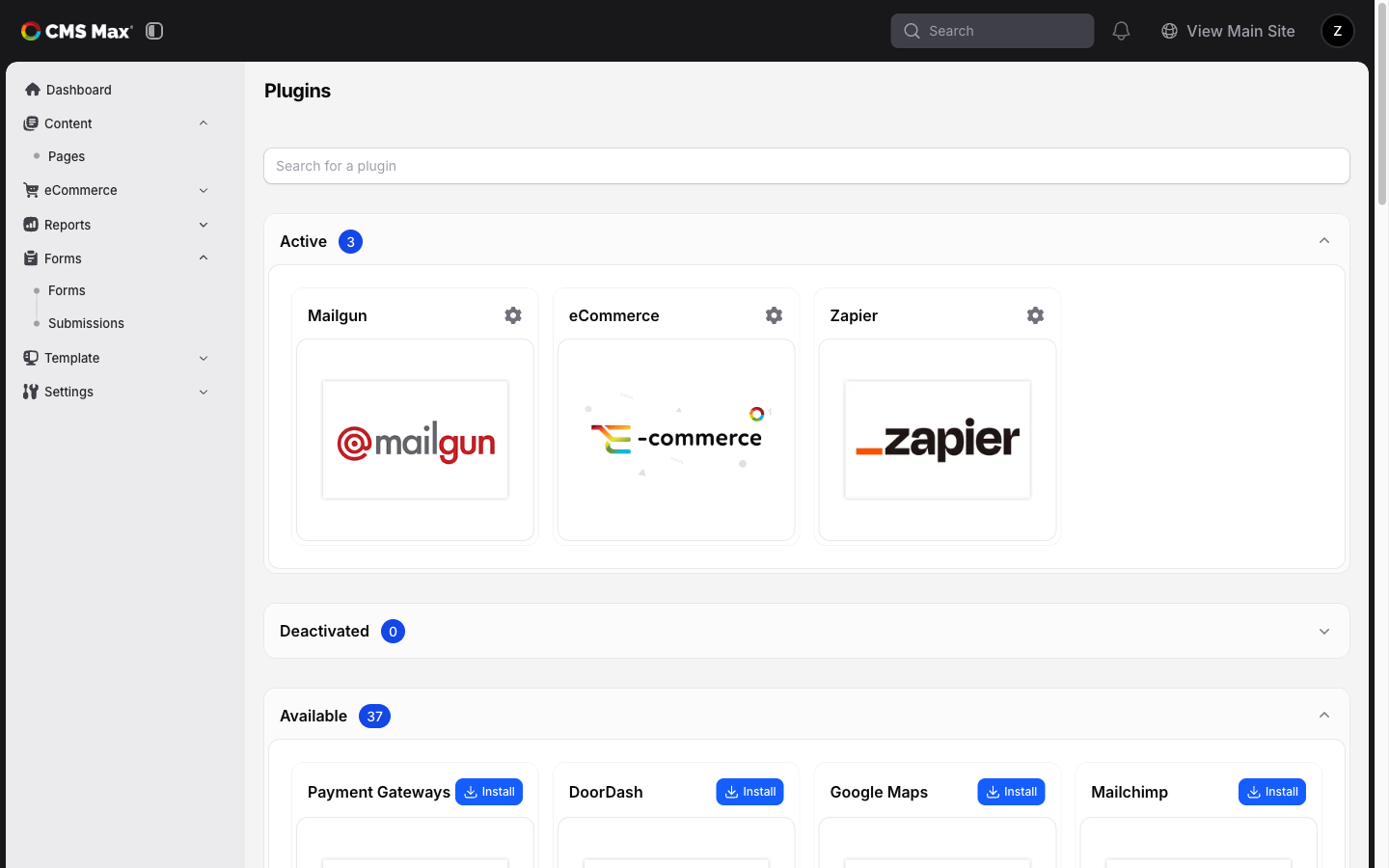 Zapier plugin tile on the Plugins listing page